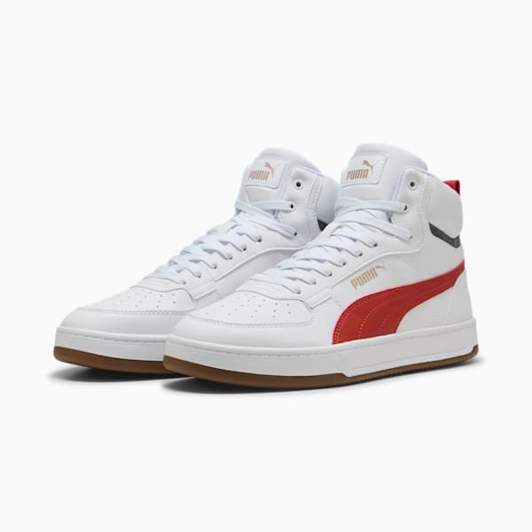 Caven 2.0 Mid Sneakers, PUMA White-Red Fire-Gum, large-ZAF