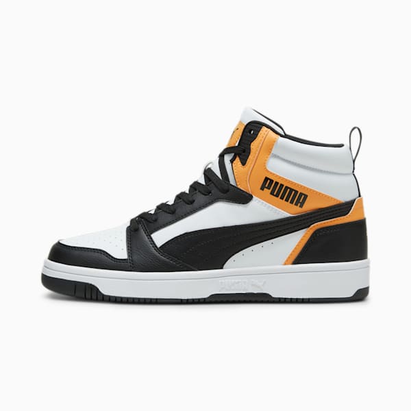 Rebound Sneakers, PUMA White-PUMA Black-Clementine, large-ZAF