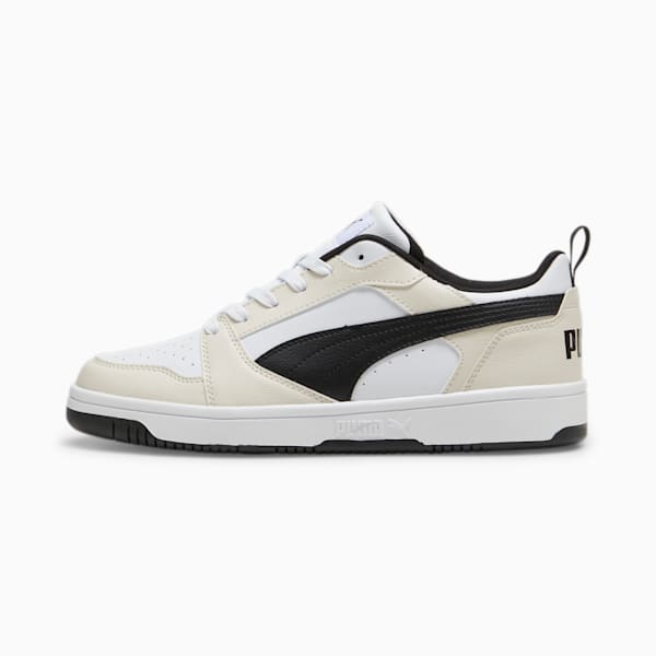 Rebound V6 Low Sneakers, PUMA White-PUMA Black-Alpine Snow, large-ZAF