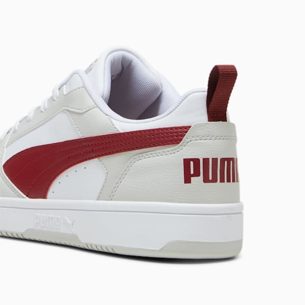Rebound V6 Low Sneakers, Glacial Gray-Intense Red-PUMA White, large-ZAF