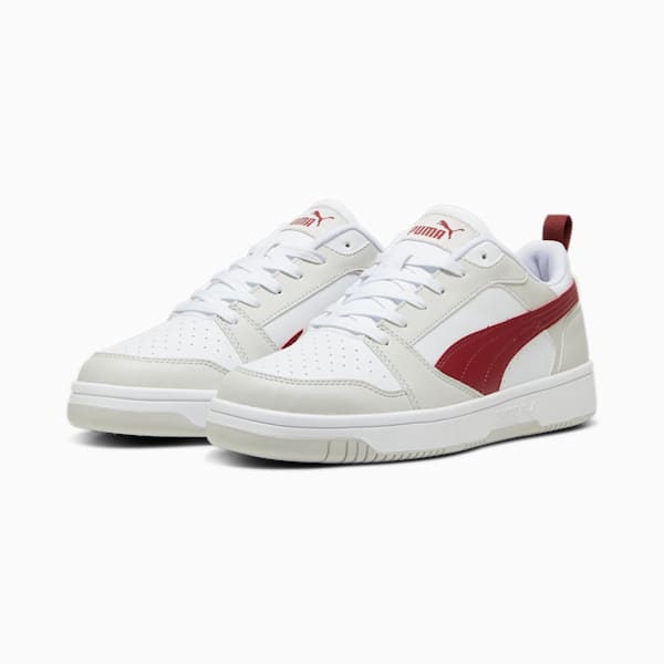 Rebound V6 Low Sneakers, Glacial Gray-Intense Red-PUMA White, large-ZAF
