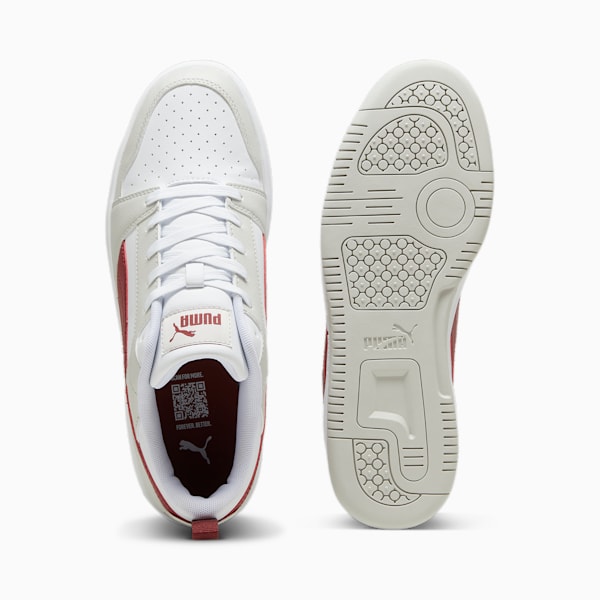 Rebound V6 Low Sneakers, Glacial Gray-Intense Red-PUMA White, large-ZAF