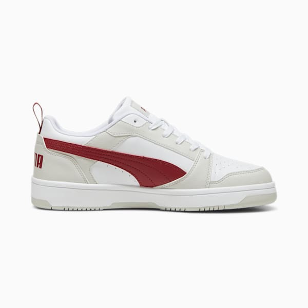 Rebound V6 Low Sneakers, Glacial Gray-Intense Red-PUMA White, large-ZAF