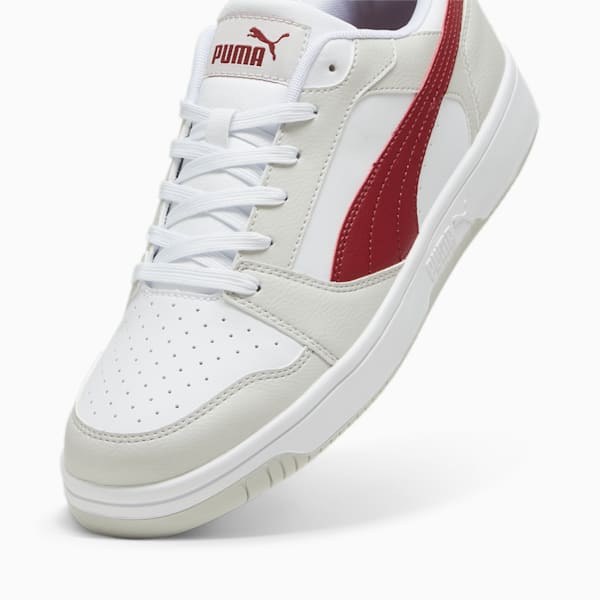 Rebound V6 Low Sneakers, Glacial Gray-Intense Red-PUMA White, large-ZAF