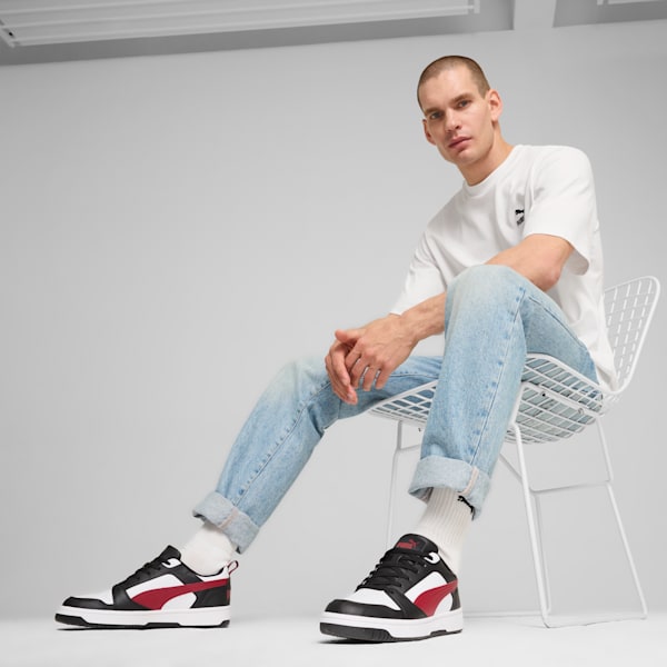 Rebound V6 Low Sneakers, PUMA White-Intense Red-PUMA Black, large-ZAF