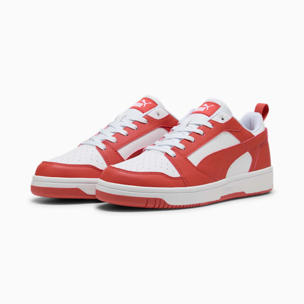 Rebound V6 Low Sneakers, PUMA White-Red Fire, large-MEX