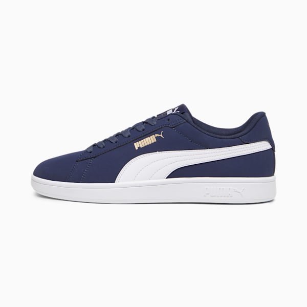 PUMA Smash 3.0 Buck Sneakers, PUMA Navy-PUMA White-PUMA Gold, large-ZAF
