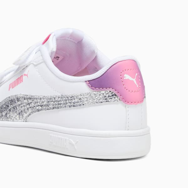 PUMA Smash 3.0 Star Glo Kids' Sneakers, PUMA White-PUMA Silver-Strawberry Burst-Purple Pop, large-ZAF