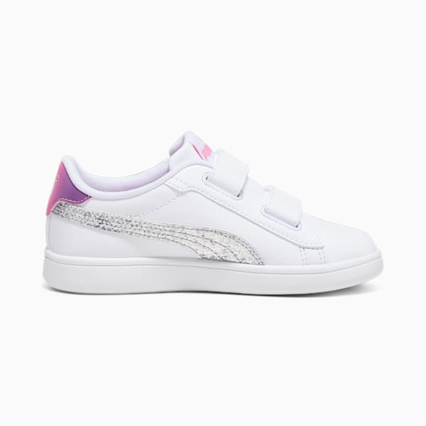 PUMA Smash 3.0 Star Glo Kids' Sneakers, PUMA White-PUMA Silver-Strawberry Burst-Purple Pop, large-ZAF