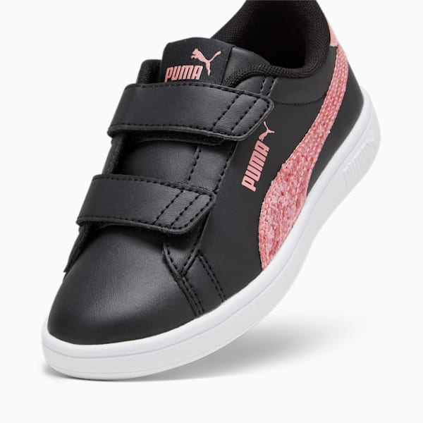 PUMA Smash 3.0 Star Glo Kids' Sneakers, PUMA Black-Peach Smoothie-PUMA White, large-ZAF