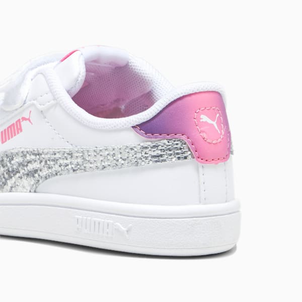 PUMA Smash 3.0 Star Glo Toddlers' Sneakers, PUMA White-PUMA Silver-Strawberry Burst-Purple Pop, large-ZAF