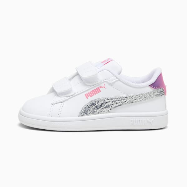 PUMA Smash 3.0 Star Glo Toddlers' Sneakers, PUMA White-PUMA Silver-Strawberry Burst-Purple Pop, large-ZAF
