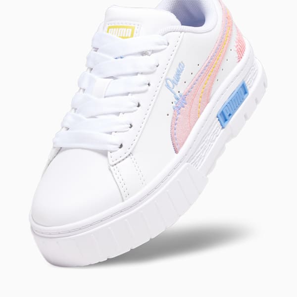 Mayze Sweater Weather Kids' Sneakers, PUMA White-Blissful Blue-Peach Smoothie, large-ZAF