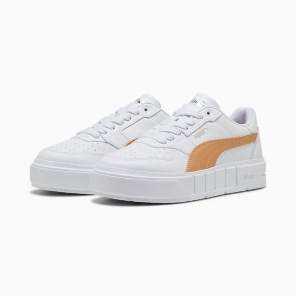 Tenis Cali Court Match para mujer, PUMA White-Warm Beige, large-MEX