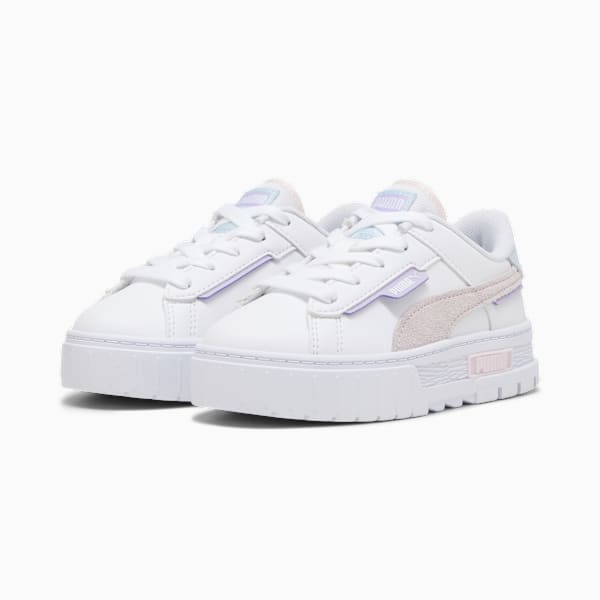 Mayze Crashed Kids' Sneakers, PUMA White-Galaxy Pink, large-ZAF