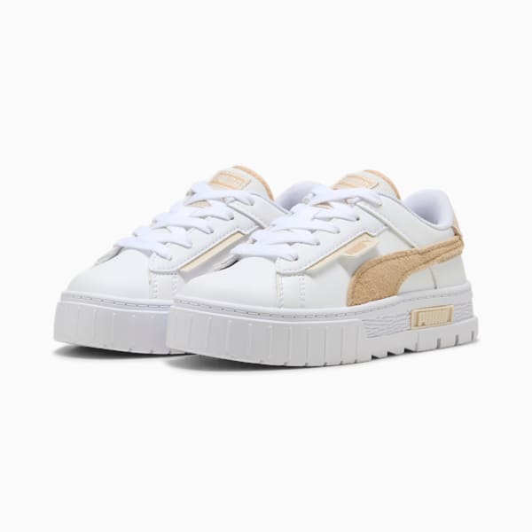 Mayze Crashed Kids' Sneakers, PUMA White-Light Sand, large-ZAF