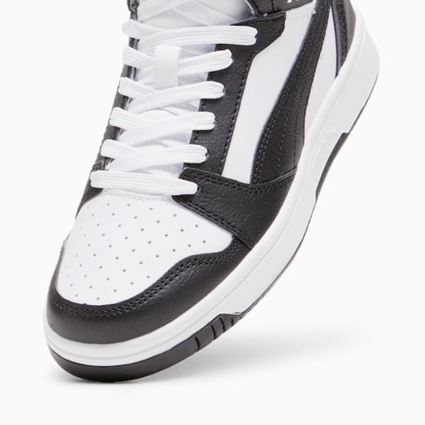 Rebound V6 Mid Sneakers Youth, PUMA White-PUMA Black-Shadow Gray, large-ZAF