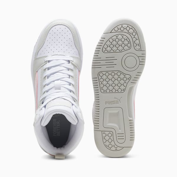 Rebound V6 Mid Sneakers Youth, PUMA White-Frosty Pink-Sedate Gray, large-ZAF