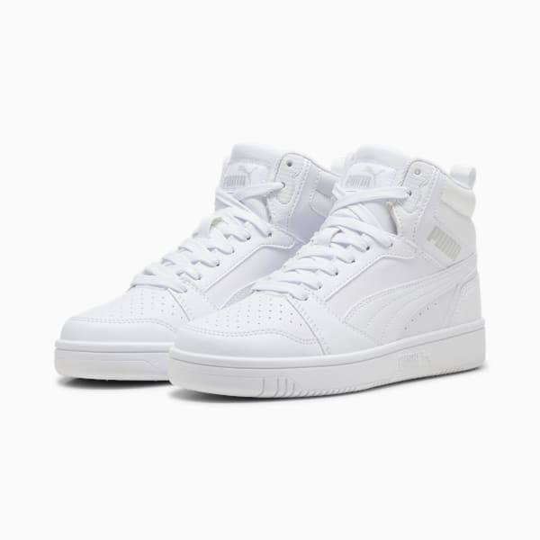 Rebound V6 Mid Sneakers Youth, PUMA White-Cool Light Gray, large-ZAF