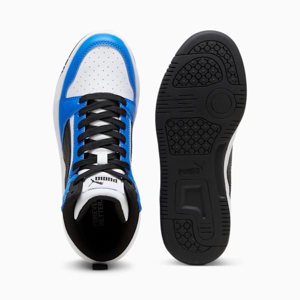 Rebound V6 Mid Sneakers Youth, PUMA White-PUMA Black-Racing Blue, large-ZAF