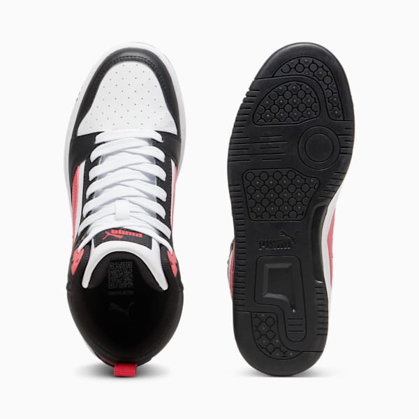 Rebound V6 Mid Sneakers Youth, PUMA Black-Tart Cherry-PUMA White, large-ZAF