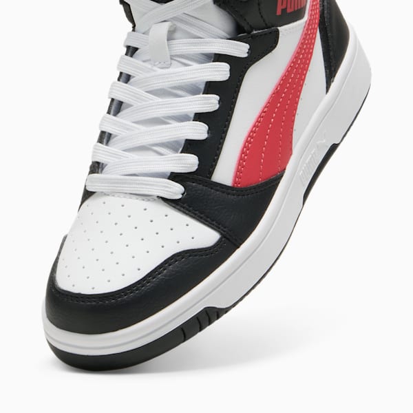 Rebound V6 Mid Sneakers Youth, PUMA Black-Tart Cherry-PUMA White, large-ZAF