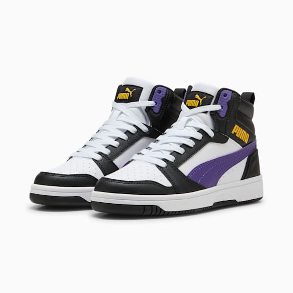 Rebound V6 Mid Sneakers Youth, PUMA White-Team Violet-PUMA Black, large-ZAF
