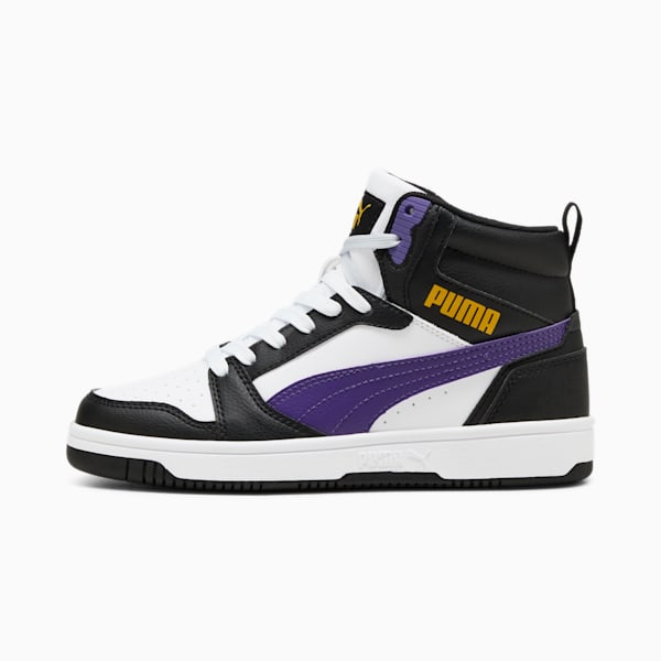 Rebound V6 Mid Sneakers Youth, PUMA White-Team Violet-PUMA Black, large-ZAF