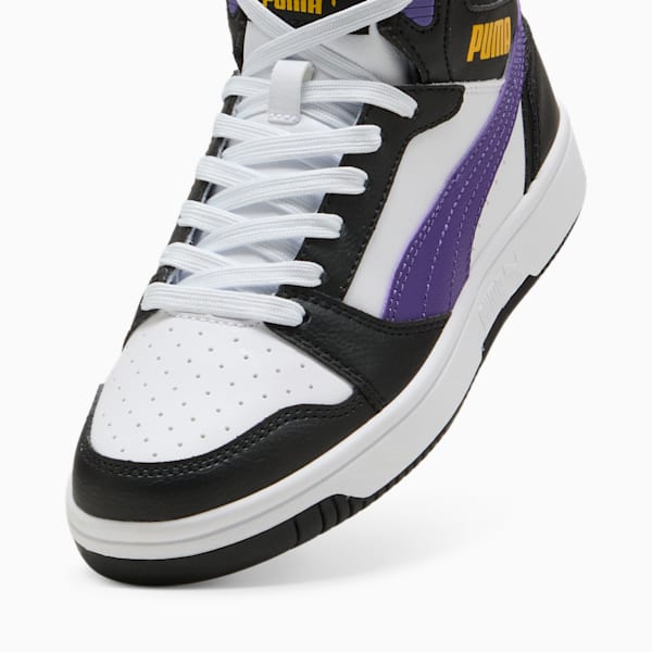 Rebound V6 Mid Sneakers Youth, PUMA White-Team Violet-PUMA Black, large-ZAF