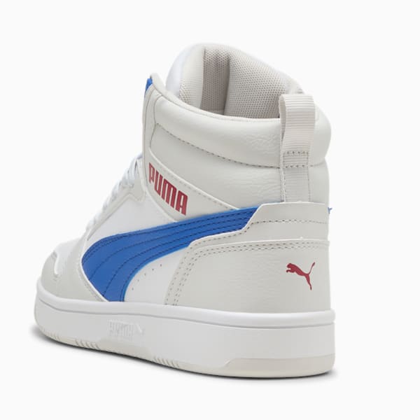 Rebound V6 Mid Sneakers Youth, PUMA White-Vivid Blue-Feather Gray, large-ZAF