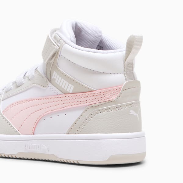 Rebound V6 Mid Sneakers Kids, PUMA White-Frosty Pink-Sedate Gray, large-ZAF