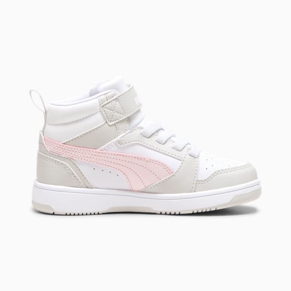 Rebound V6 Mid Sneakers Kids, PUMA White-Frosty Pink-Sedate Gray, large-ZAF