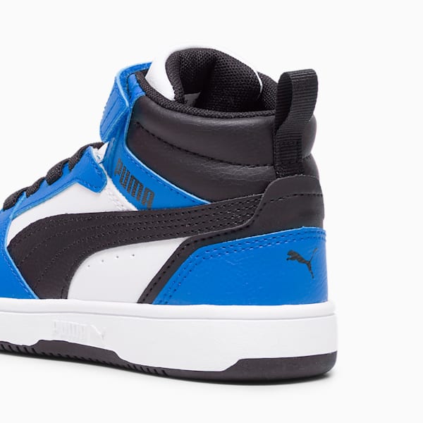 Rebound V6 Mid Sneakers Kids, PUMA White-PUMA Black-Racing Blue, large-ZAF