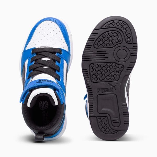 Rebound V6 Mid Sneakers Kids, PUMA White-PUMA Black-Racing Blue, large-ZAF