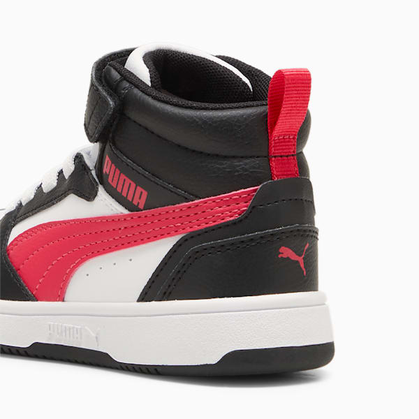 Rebound V6 Mid Sneakers Kids, PUMA Black-Tart Cherry-PUMA White, large-ZAF