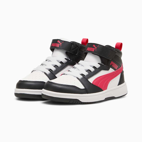Rebound V6 Mid Sneakers Kids, PUMA Black-Tart Cherry-PUMA White, large-ZAF