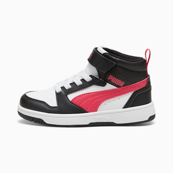 Rebound V6 Mid Sneakers Kids, PUMA Black-Tart Cherry-PUMA White, large-ZAF