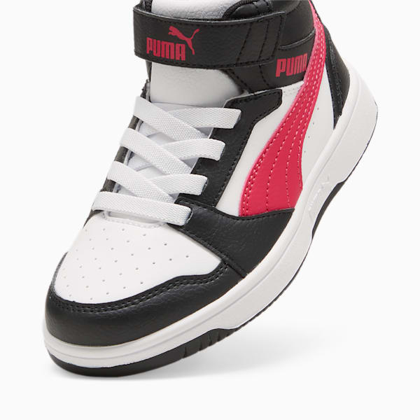 Rebound V6 Mid Sneakers Kids, PUMA Black-Tart Cherry-PUMA White, large-ZAF