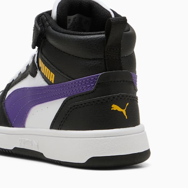 Rebound V6 Mid Sneakers Kids, PUMA White-Team Violet-PUMA Black, large-ZAF