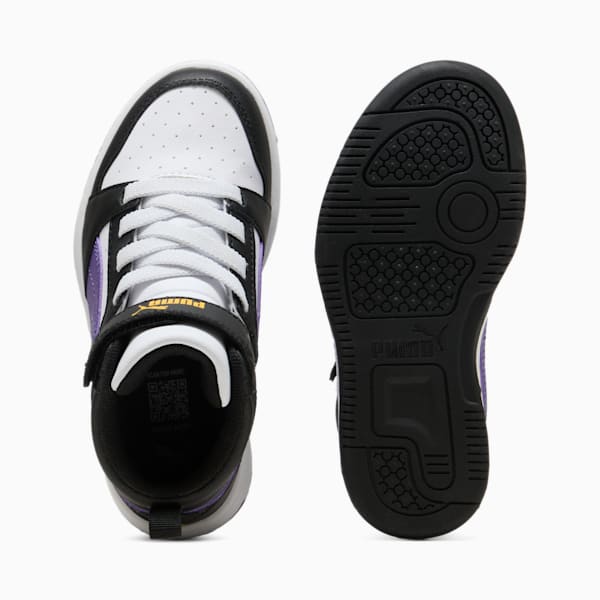 Rebound V6 Mid Sneakers Kids, PUMA White-Team Violet-PUMA Black, large-ZAF