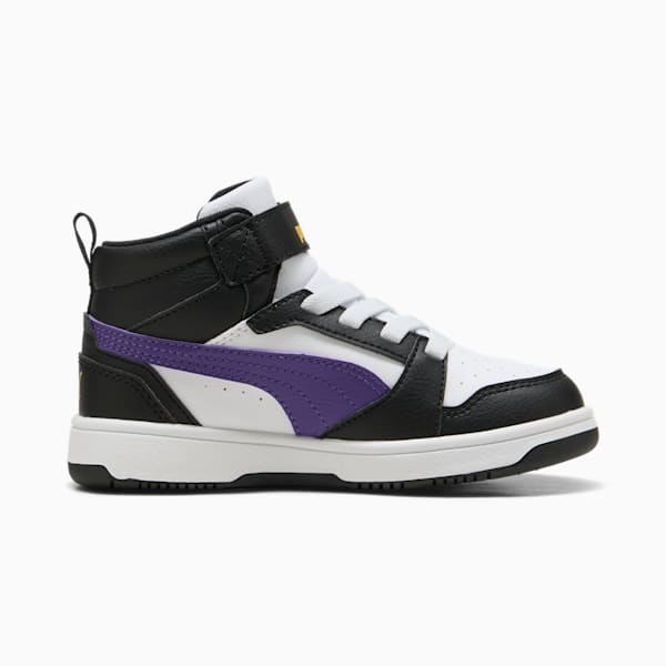 Rebound V6 Mid Sneakers Kids, PUMA White-Team Violet-PUMA Black, large-ZAF