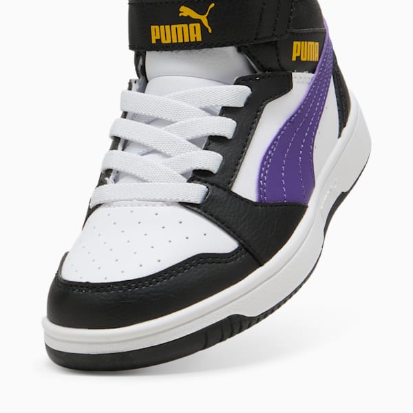 Rebound V6 Mid Sneakers Kids, PUMA White-Team Violet-PUMA Black, large-ZAF