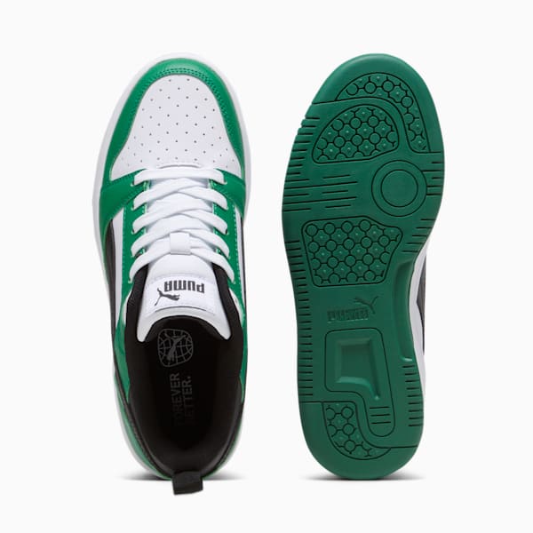 Rebound V6 Lo Youth Sneakers, PUMA White-PUMA Black-Archive Green, large-ZAF