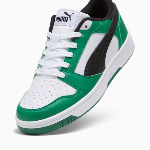Rebound V6 Lo Youth Sneakers, PUMA White-PUMA Black-Archive Green, large-ZAF