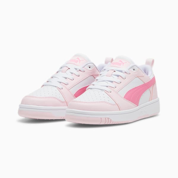 Rebound V6 Lo Youth Sneakers, PUMA White-Fast Pink-Whisp Of Pink, large-ZAF