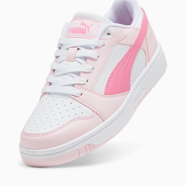 Rebound V6 Lo Youth Sneakers, PUMA White-Fast Pink-Whisp Of Pink, large-ZAF