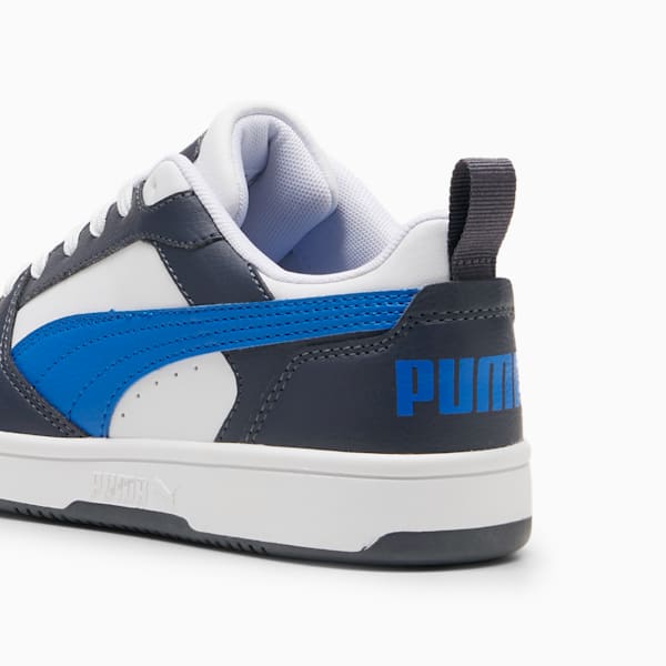 Rebound V6 Lo Youth Sneakers, PUMA White-Hyperlink Blue-Galactic Gray, large-ZAF