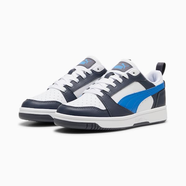 Rebound V6 Lo Youth Sneakers, PUMA White-Hyperlink Blue-Galactic Gray, large-ZAF