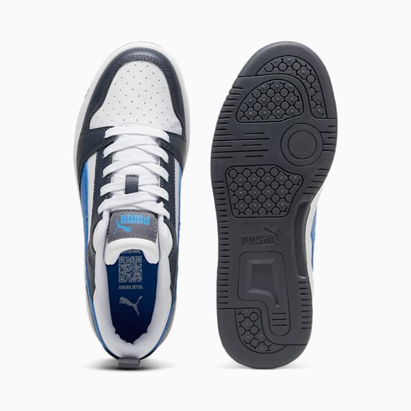 Rebound V6 Lo Youth Sneakers, PUMA White-Hyperlink Blue-Galactic Gray, large-ZAF