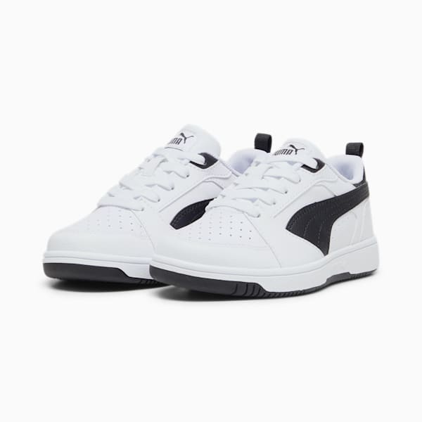 Rebound V6 Lo Kids' Sneakers, PUMA White-PUMA Black-PUMA Black, large-ZAF